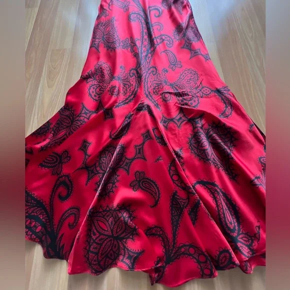 Mary.L Couture Red & Black Silk Lace Maxi Dress Size 8 - Picture 16 of 16